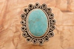 Genuine Kingman Turquoise Sterling Silver Native American Ring